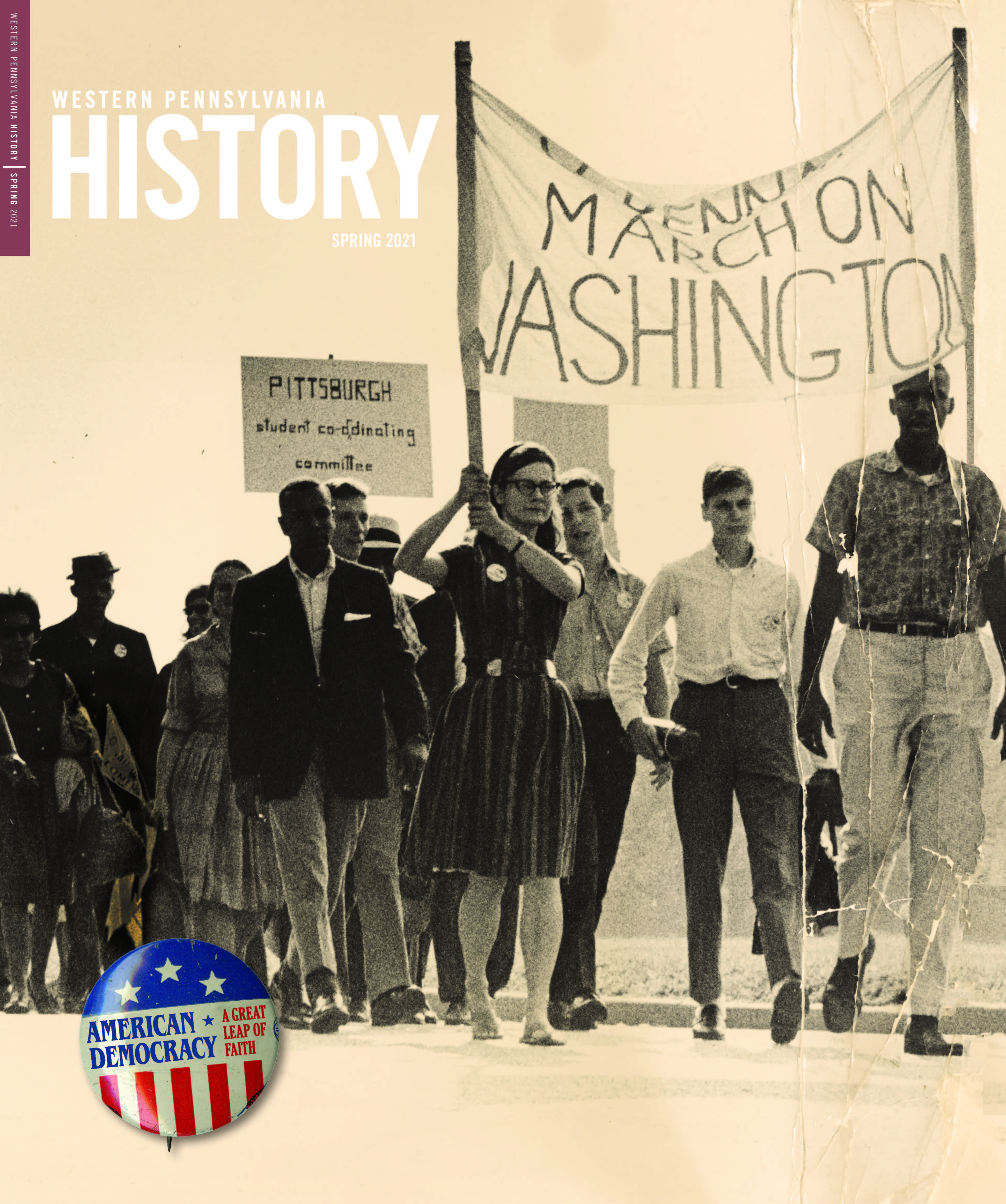 Magazine cover with sepia photo of people marching with a banner reading "MARCH ON WASHINGTON".