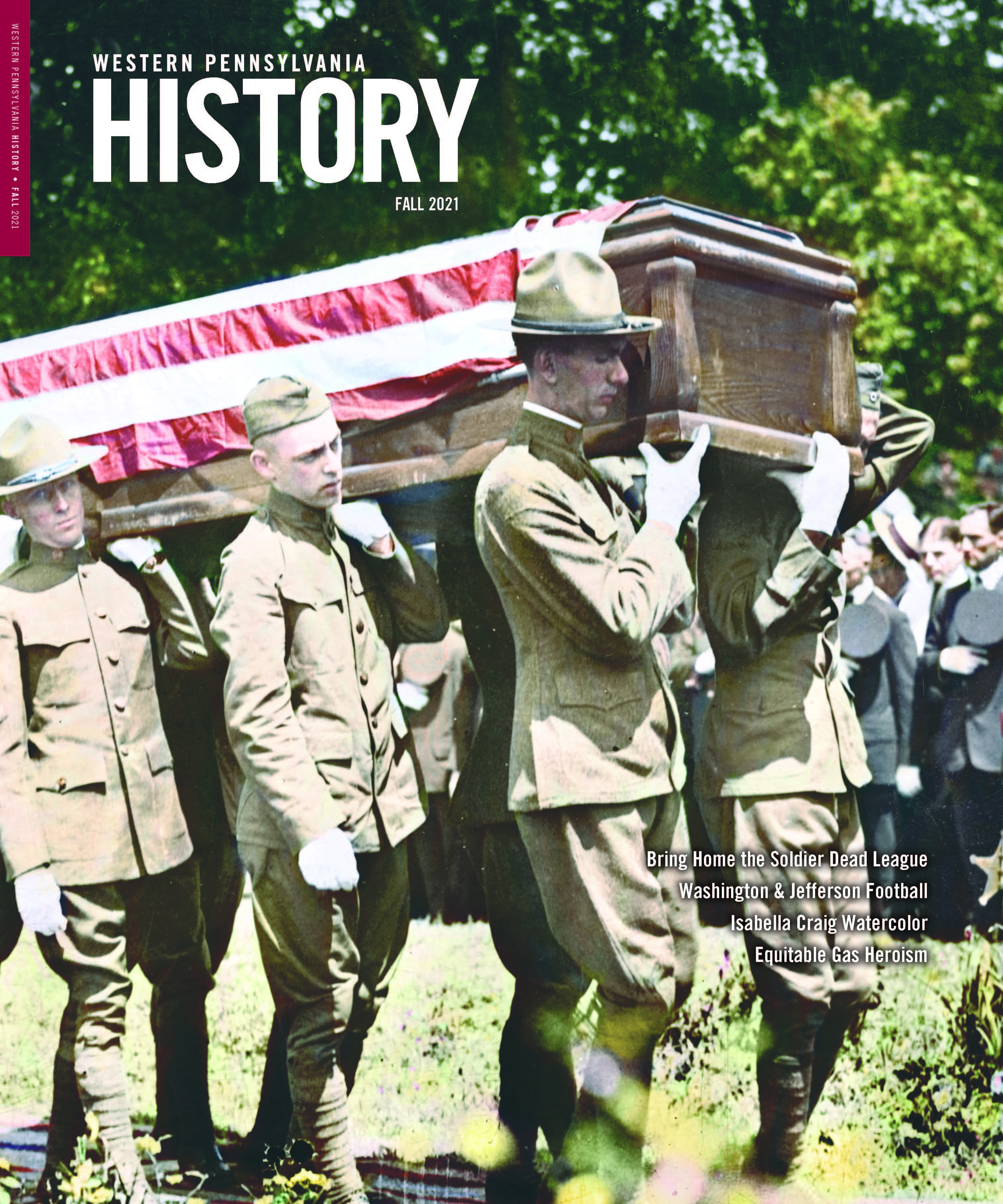 Magazine cover with photo of soldiers carrying a casket on their shoulders.